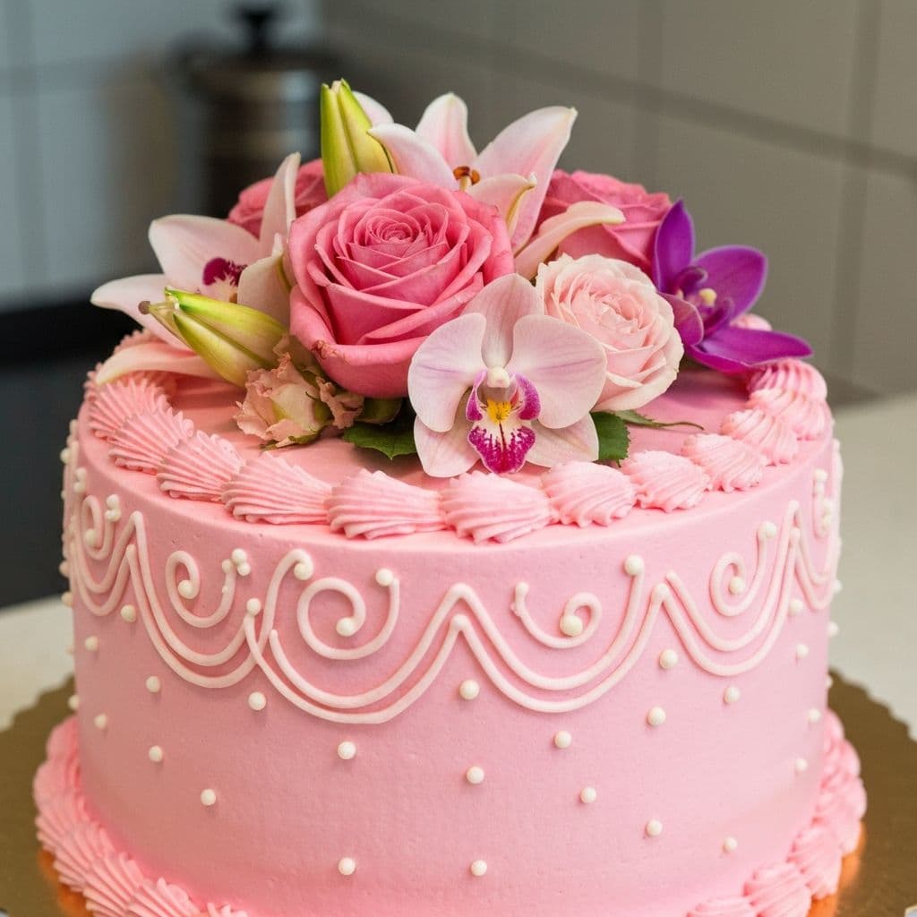 Pastel elegante con flores para celebracion especial
